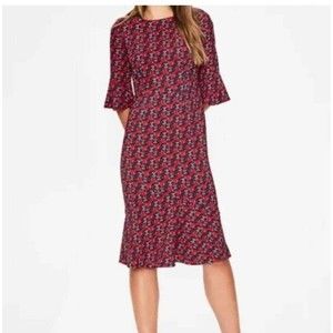 Boden Dress NEW Flippy Pencil Pointsetta Wallflower Size 6P
